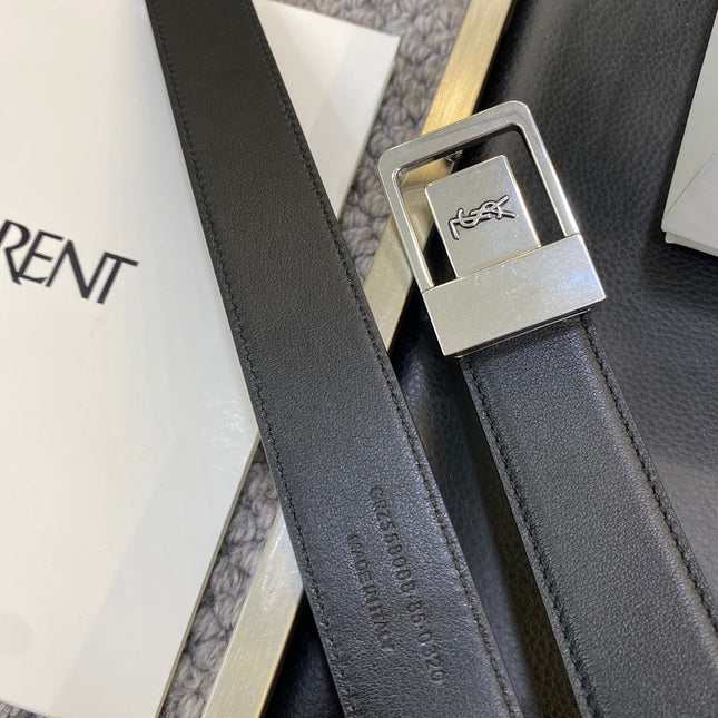 YSL 25S BELT 30 MM IN BLACK CALFSKIN 548092