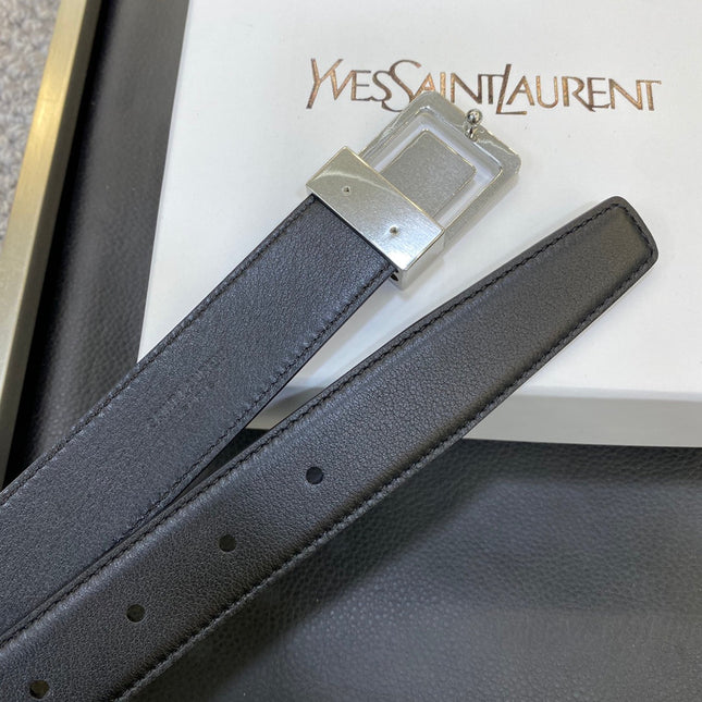 YSL 25S BELT 30 MM IN BLACK CALFSKIN 548095