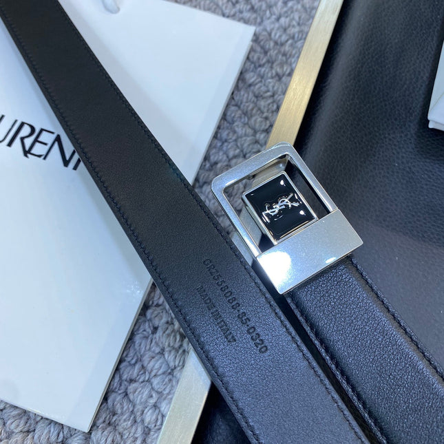 YSL 25S BELT 30 MM IN BLACK CALFSKIN 548095