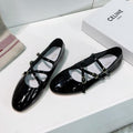 FLAT MARY JANE IN BLACK CALFSKIN