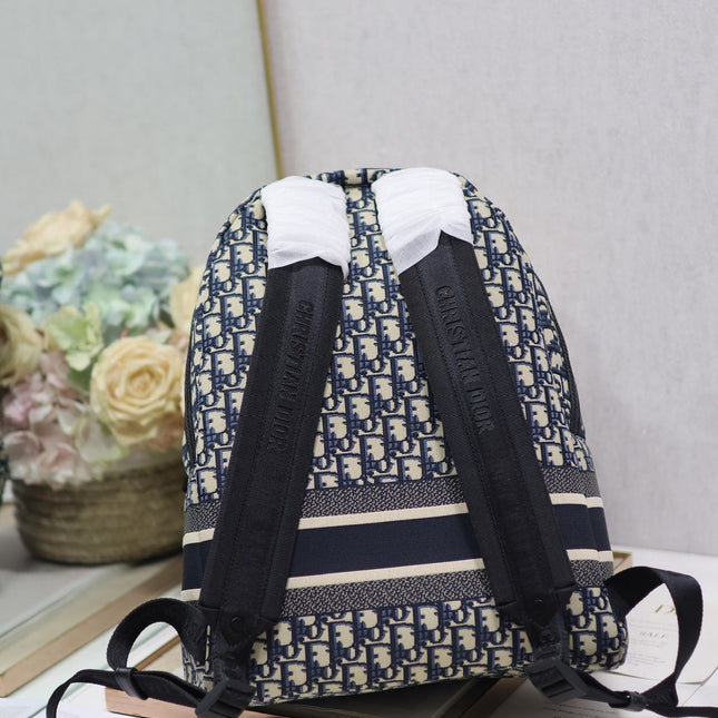 DIOR 26S TRAVEK BACKPACK 35 IN BLUE OBLIQUE JACQUARD