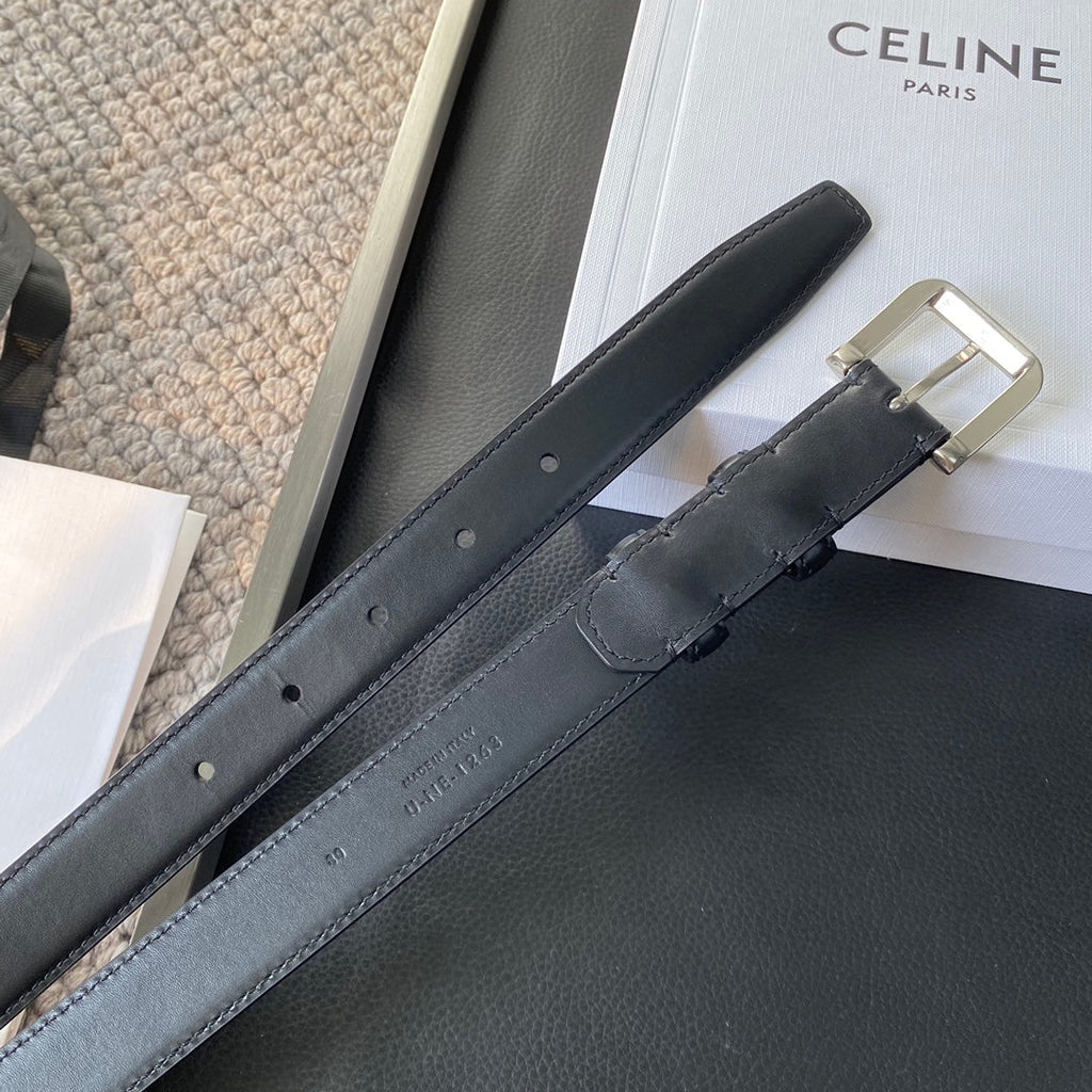 BELT 25MM IN BLACK REVERSIBLE ITALIAN CALFSKIN WITH VINTAGE SILVER BUCKLE