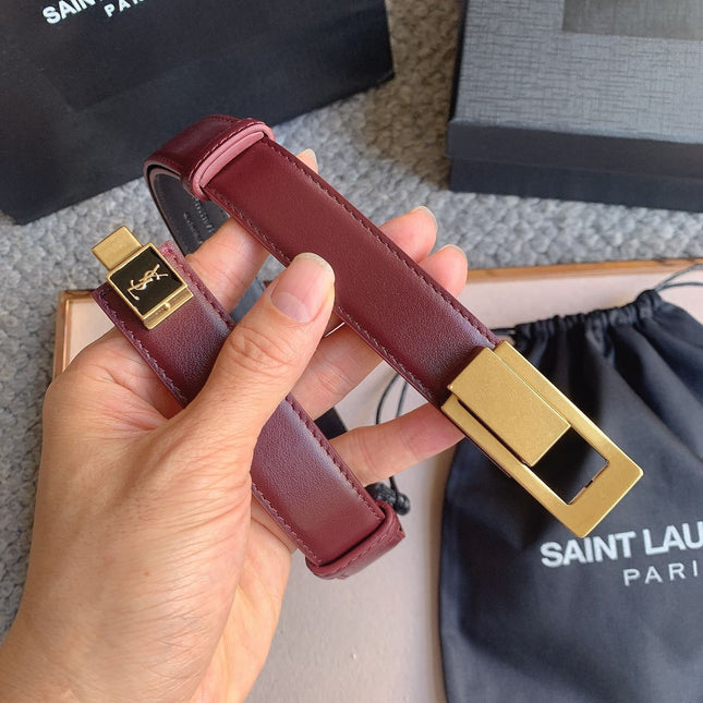 YSL 25S BELT 24 MM IN DARK RED CALFSKIN 529683