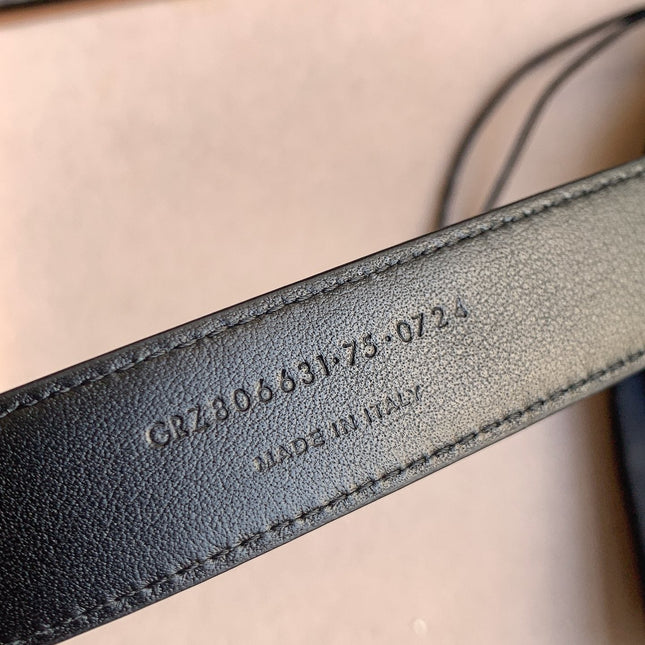 YSL 25S BELT 24 MM IN BLACK EMBOSSED CALFSKIN STYLE 3 529685