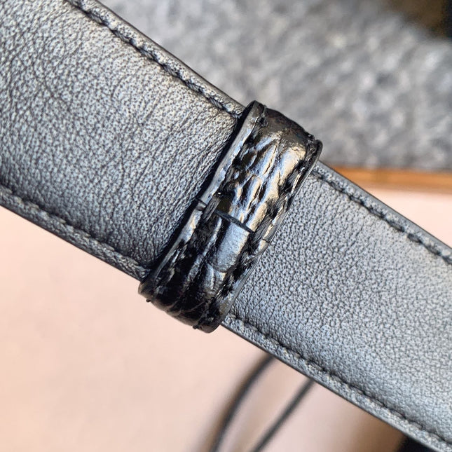 YSL 25S BELT 24 MM IN BLACK EMBOSSED CALFSKIN 529685