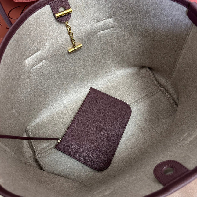 LP GHIERA SHOPPER BAG 40 IN BURGUNDY RED CALFSKIN