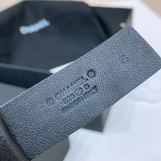 DOUBLE C ELASTIC BELT 30MM IN BLACK CANVAS SILVER HARDWARE
