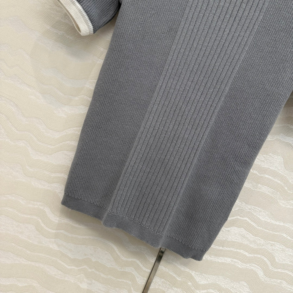 CC Knitted T-Shirt Gray Cotton