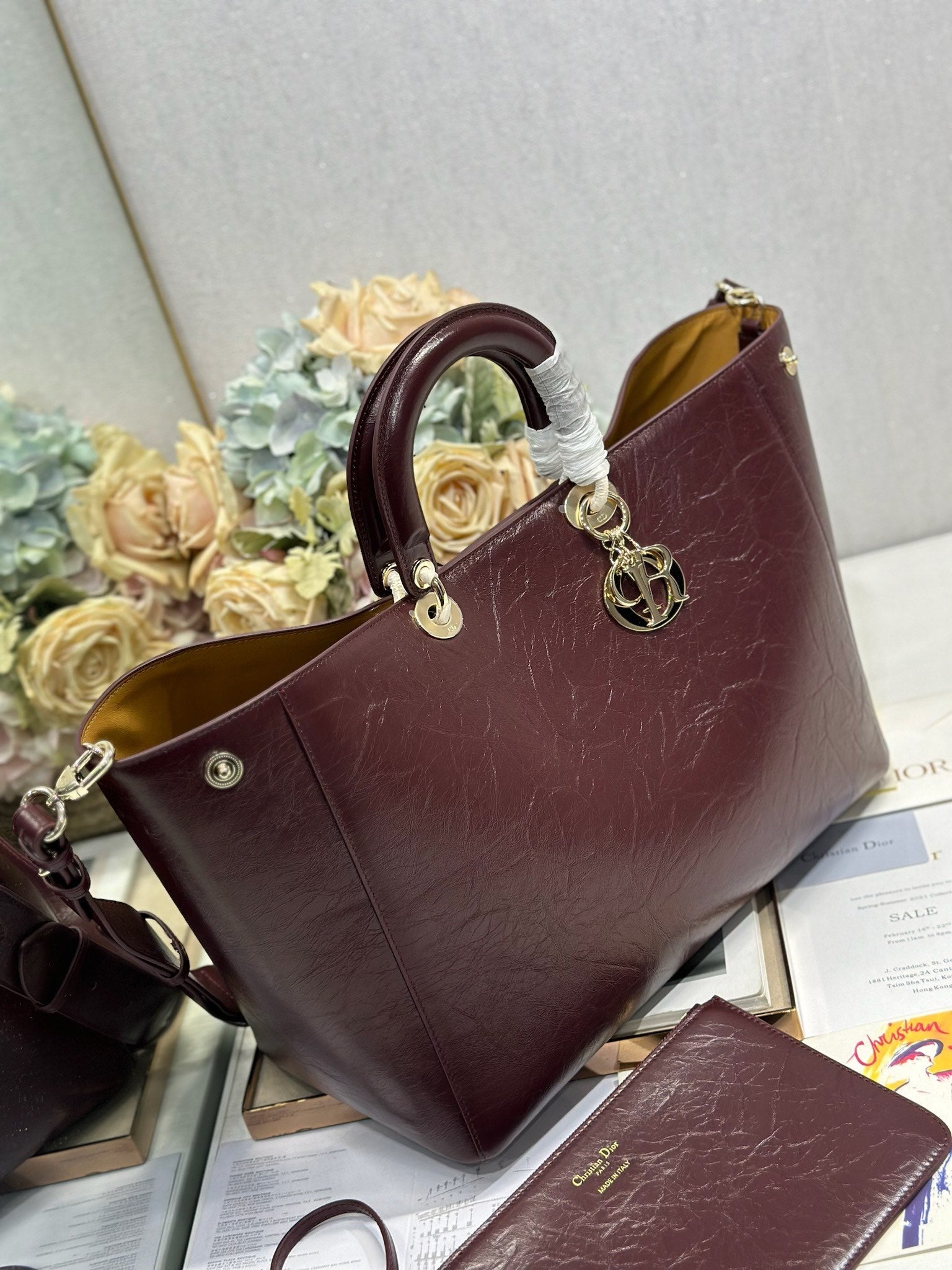 DIOR 26S TOUJOURS BAG 37 IN DARK RED CALFSKIN