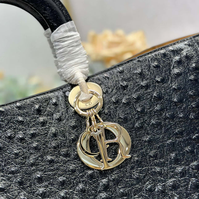 DIOR 26S TOUJOURS BAG 37 IN BLACK OSTRICH