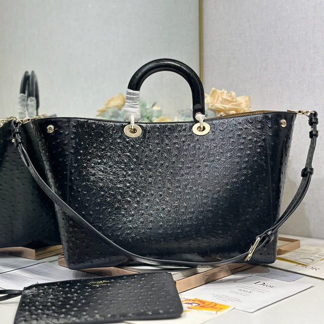 DIOR 26S TOUJOURS BAG 37 IN BLACK OSTRICH