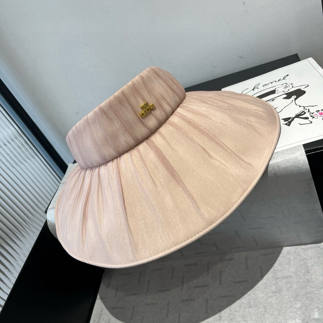 WIDE BRIM HALF HEAD HAT MODEL 650343 IN LIGHT PINK PLEATED SATIN