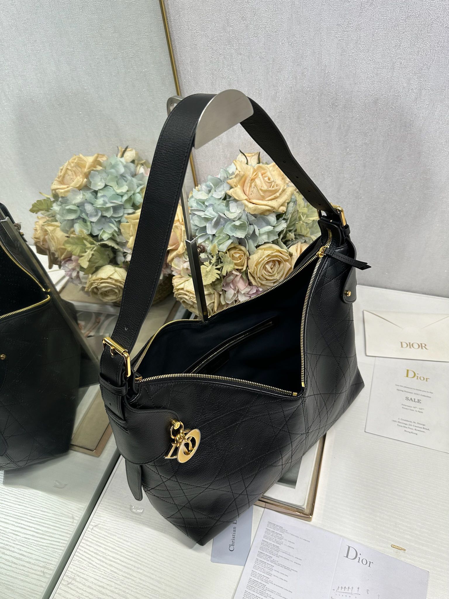 DIOR 26S VOYAGE BAG 34 IN BLACK CALFSKIN