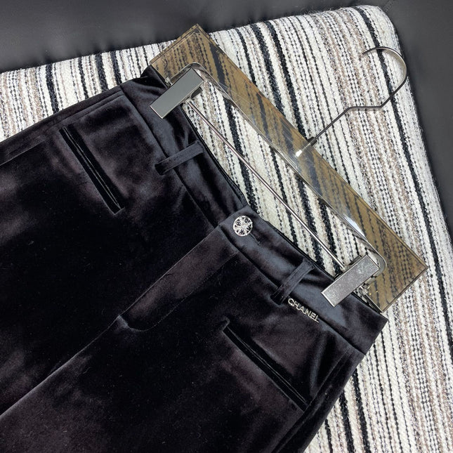 CHANEL 25S STRAIGHT-LEG VELVET PANTS 445