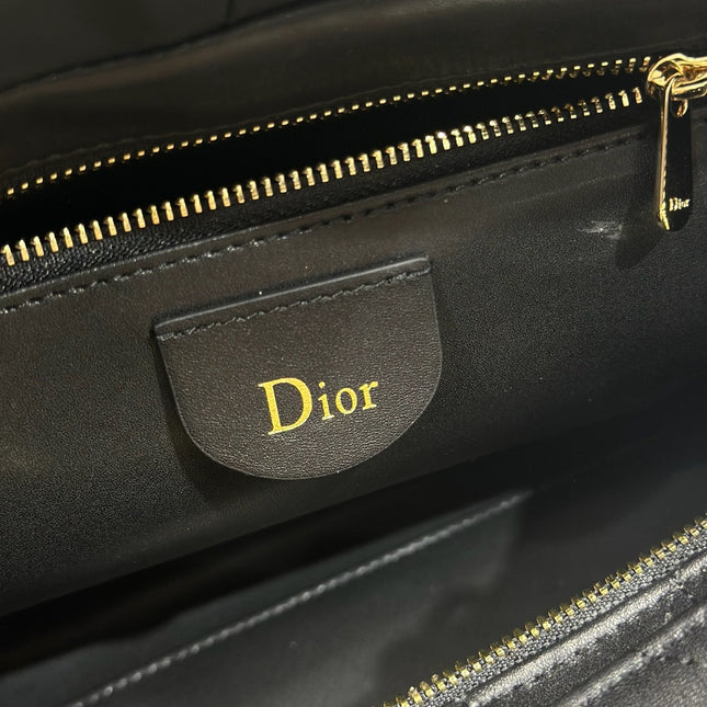DIOR 26S LADY BAG 34 IN BLACK CALFSKIN