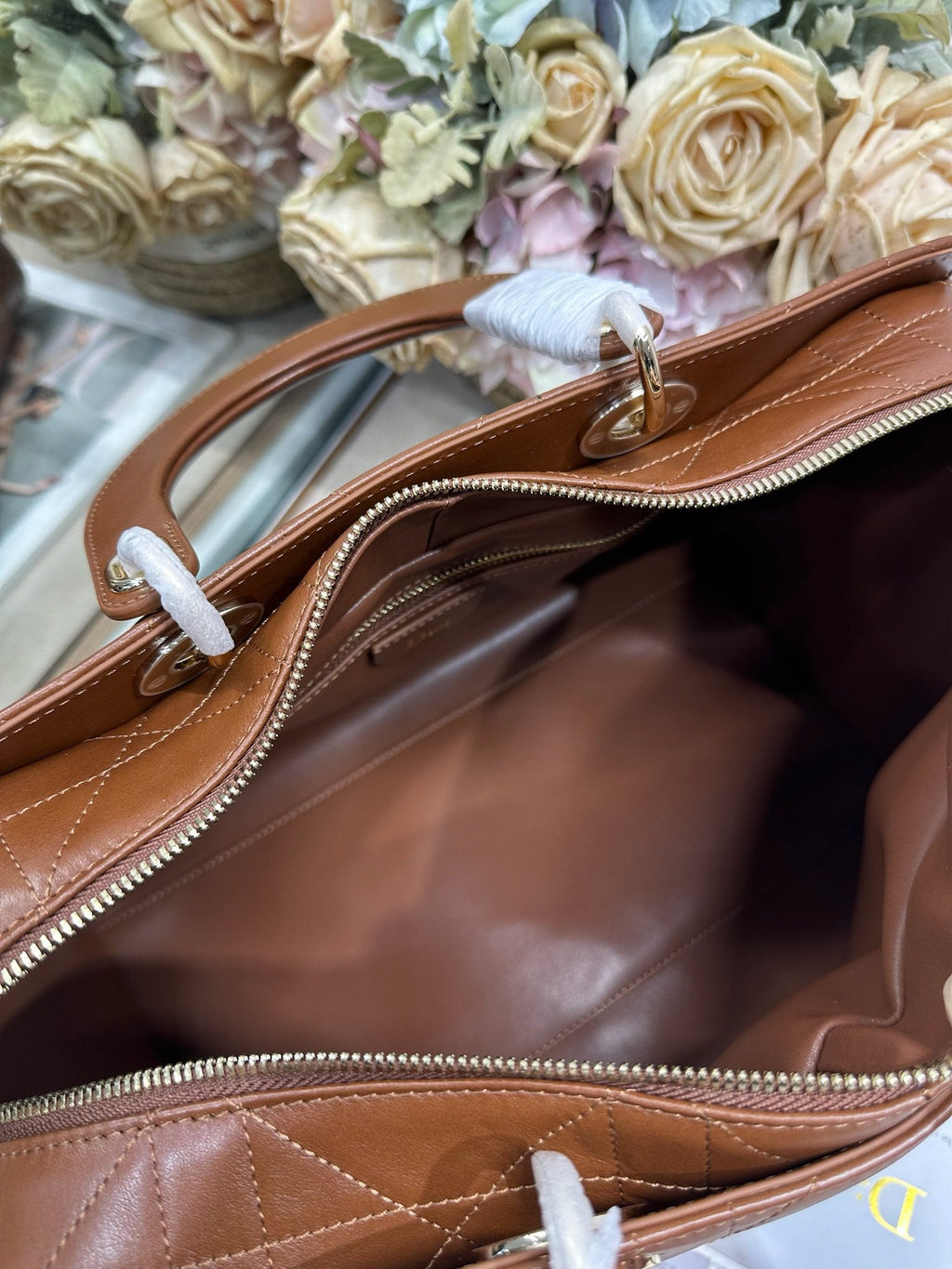 DIOR 26S CANNAGE GRANVILLE BAG 34 IN DARK BROWN CALFSKIN