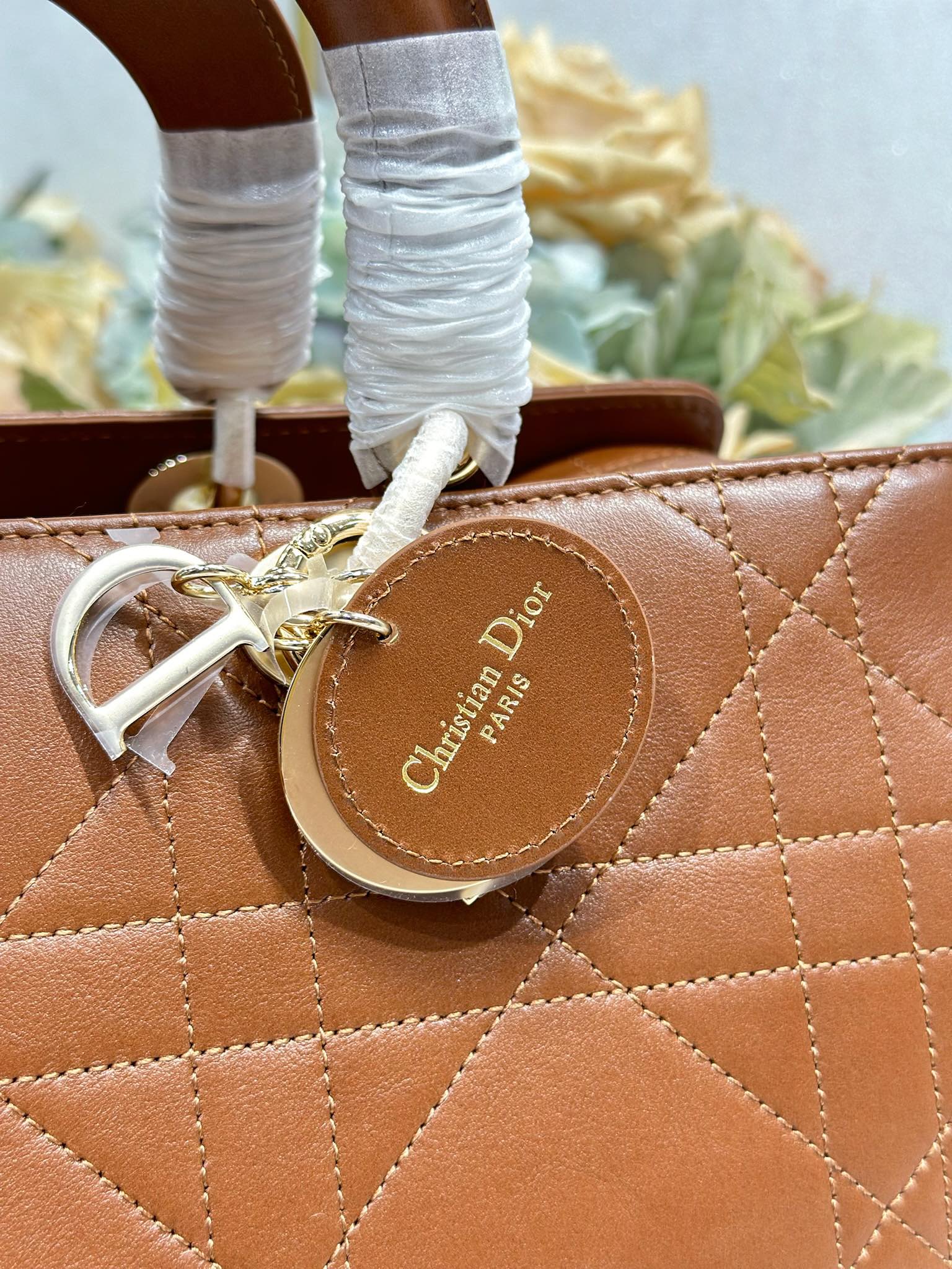 DIOR 26S CANNAGE GRANVILLE BAG 34 IN DARK BROWN CALFSKIN