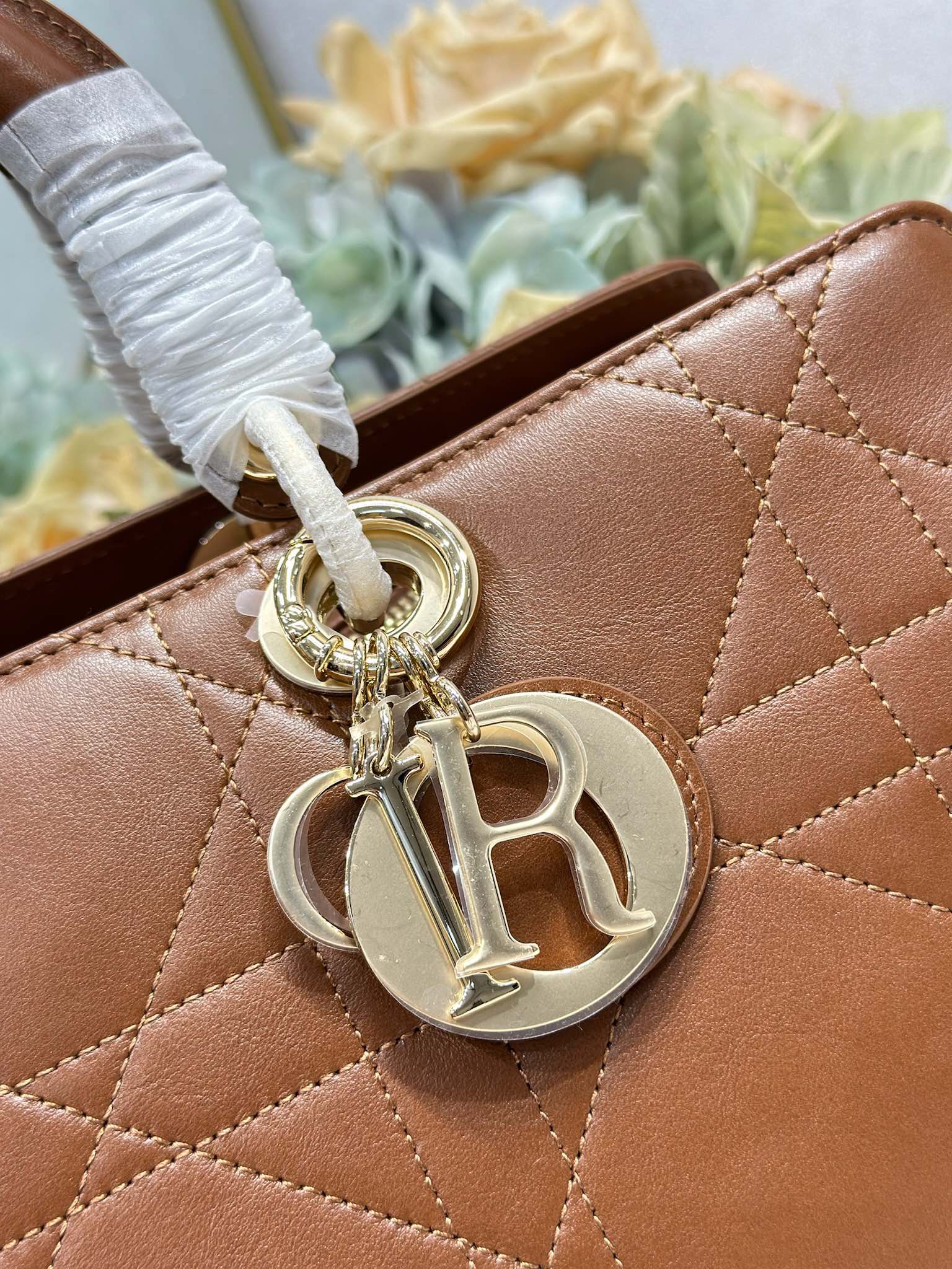 DIOR 26S CANNAGE GRANVILLE BAG 34 IN DARK BROWN CALFSKIN