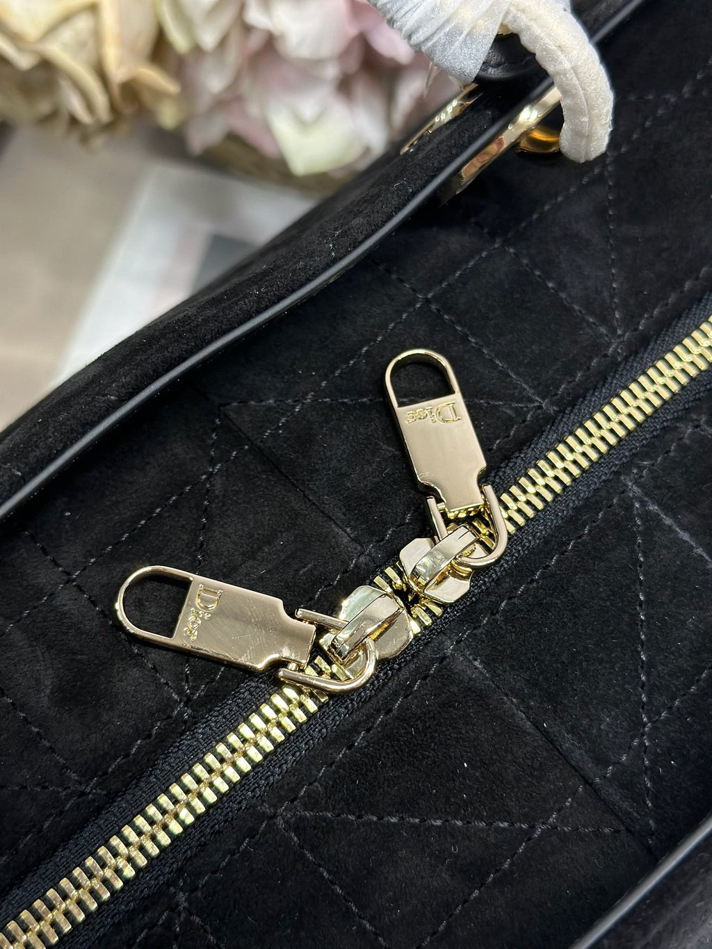 DIOR 26S CANNAGE GRANVILLE BAG 34 IN BLACK SUEDE