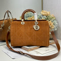 DIOR 26S LADY BAG 34 IN LIGHT BROWN SUEDE