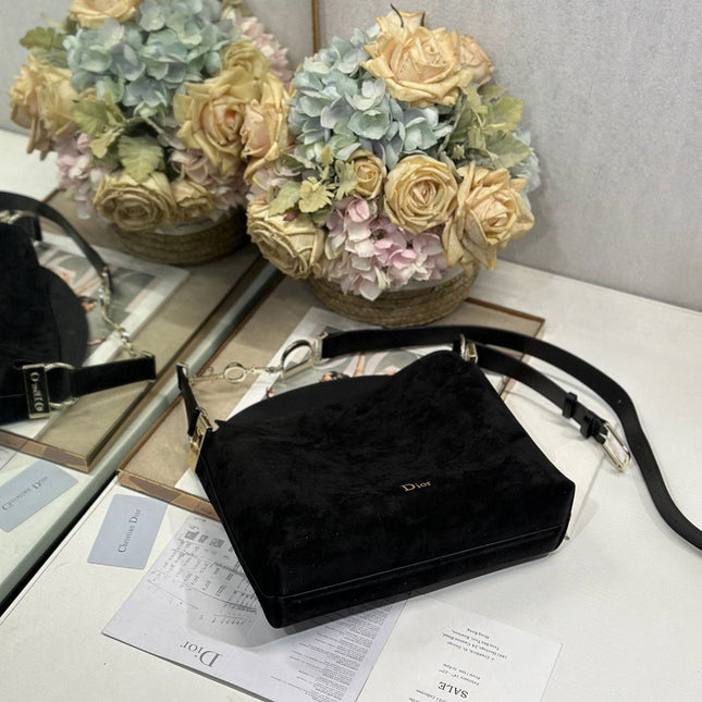 DIOR 26S DIORLY BAG 28 IN BLACK SUEDE