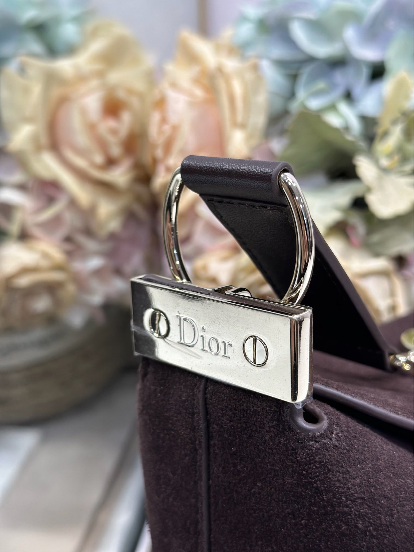DIOR 26S DIORLY BAG 28 IN DARK BROWN SUEDE