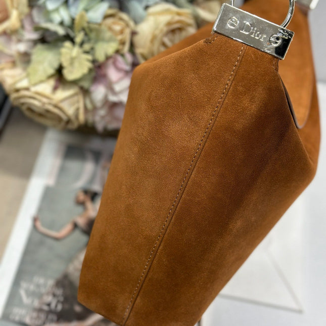 DIOR 26S DIORLY BAG 33 IN BROWN SUEDE
