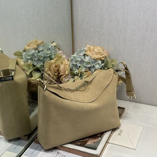 DIOR 26S DIORLY BAG 36 IN BEIGE SUEDE