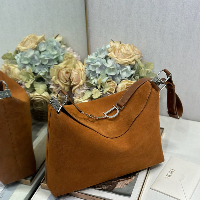 DIOR 26S DIORLY BAG 39 IN BROWN SUEDE