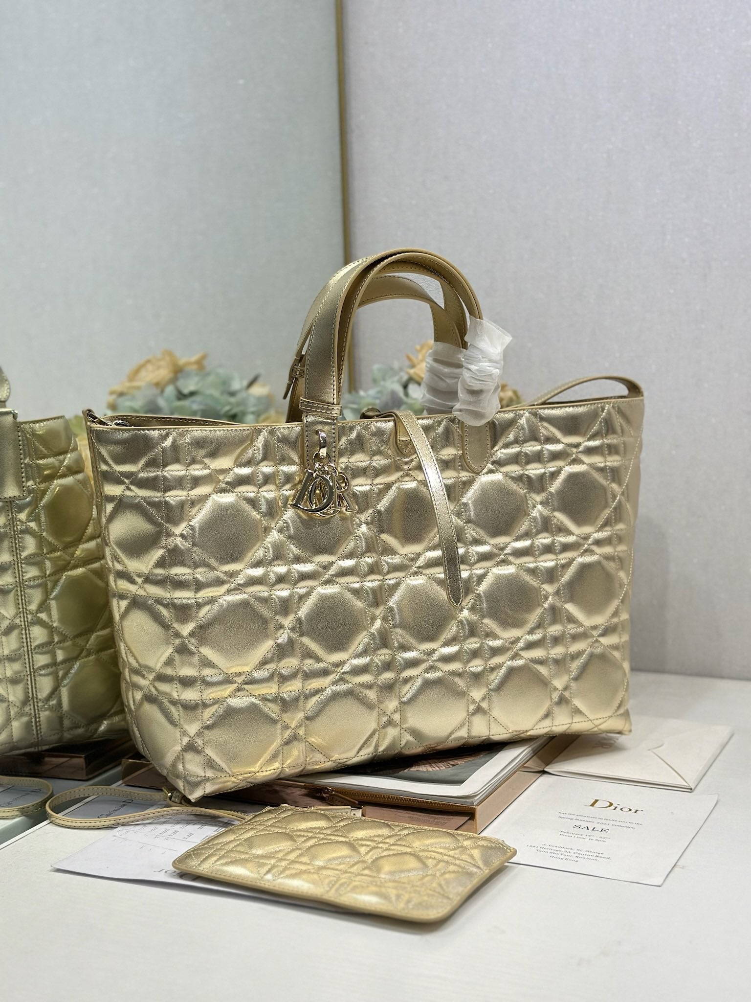 DIOR 26S TOUJOURS BAG 37 IN GOLD CALFSKIN