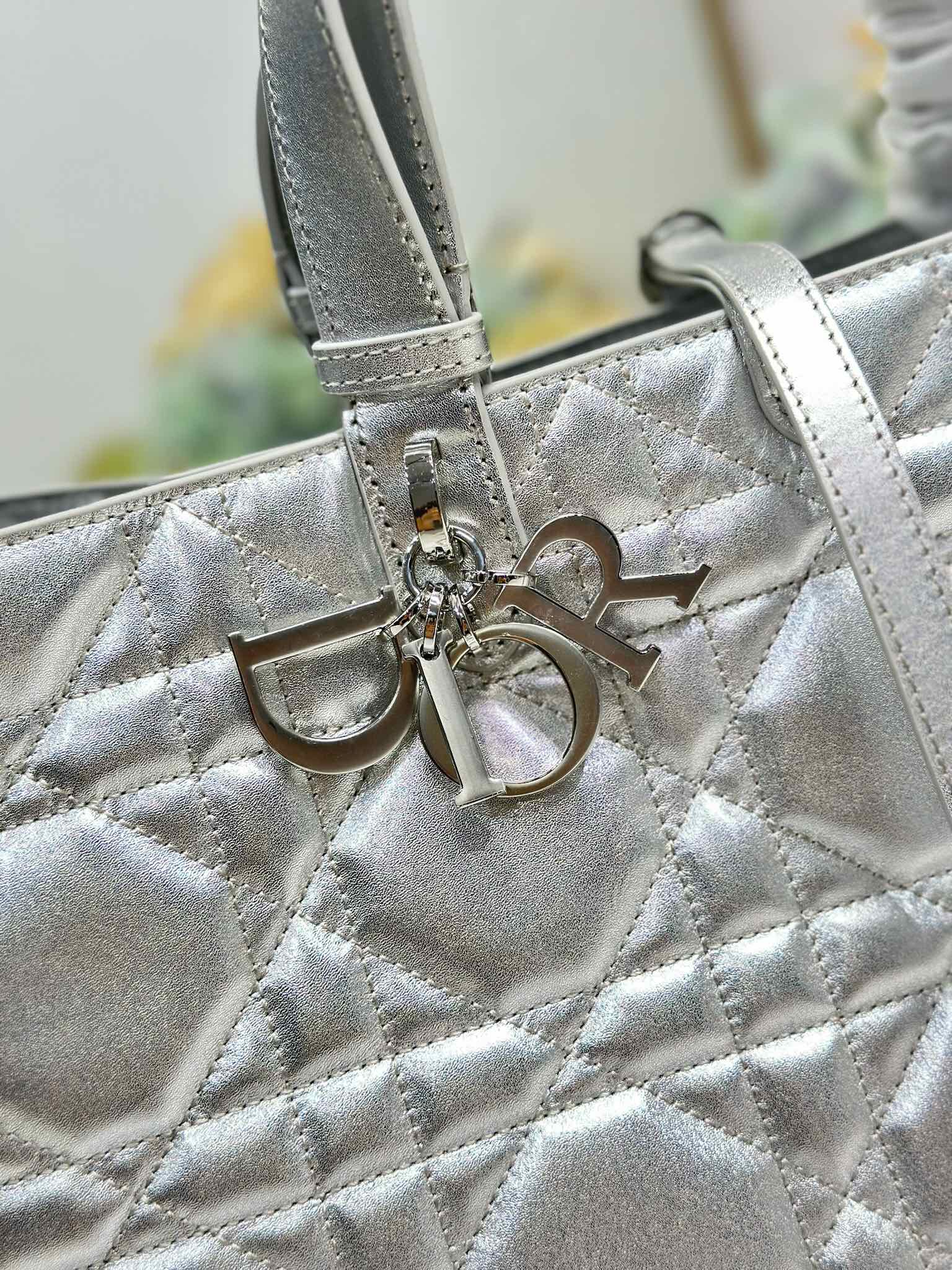 DIOR 26S TOUJOURS BAG 37 IN SILVER CALFSKIN