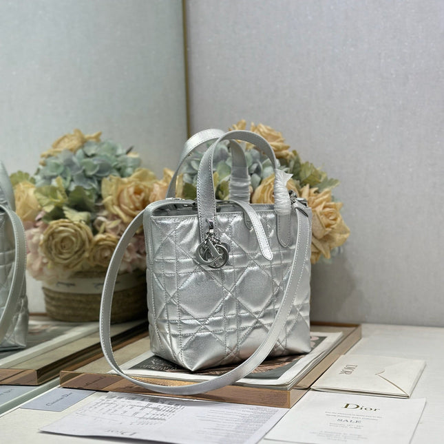 DIOR 26S TOUJOURS BAG 18 IN SILVER CALFSKIN