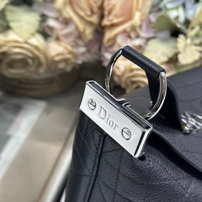 DIOR 26S  DIORLY BAG 39 IN BLACK CALFSKIN