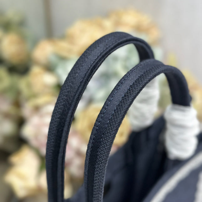 DIOR 26S BOOK TOTE BAG 36 IN BLACK AND WHITE LACE BAYADERE FABRIC