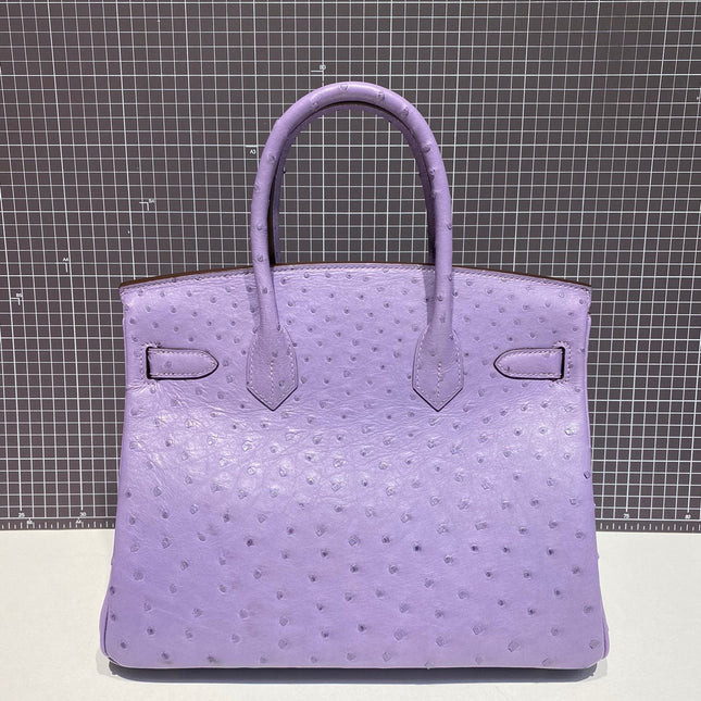 HM BIRKIN 30CM PURPLE OSTRICH LEATHER SILVER HARDWARE
