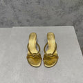 BV HEELED SANDALS METALLIC GOLD LAMBSKIN