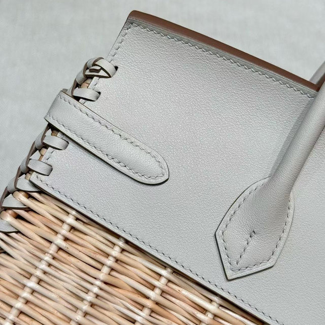 HM BIRKIN PICNIC 25 CM IN WHITE CALFSKIN SILVER HARDWARE