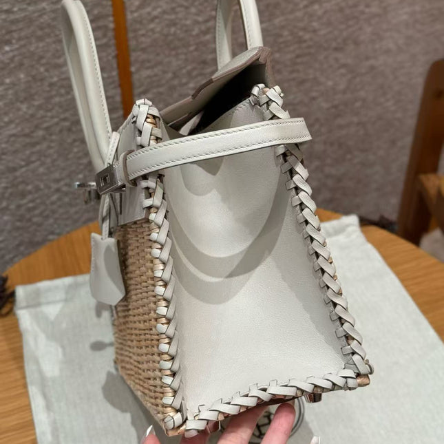 HM BIRKIN PICNIC 25 CM IN WHITE CALFSKIN SILVER HARDWARE