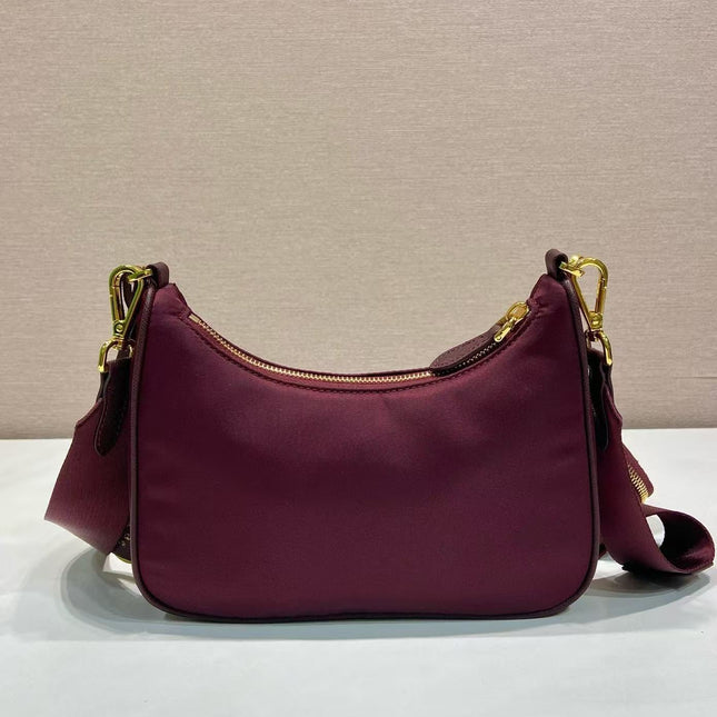 PRA HOBO BAG 22 IN BURGUNDY RED RE-NYLON