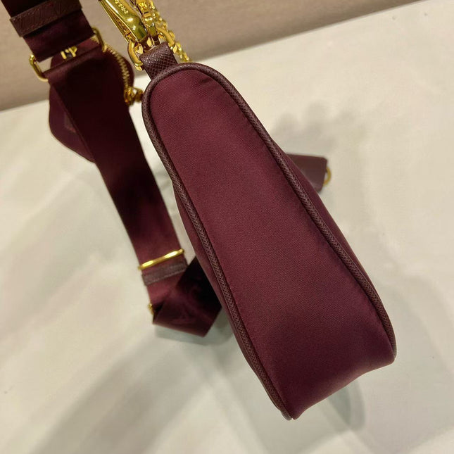 PRA HOBO BAG 22 IN BURGUNDY RED RE-NYLON