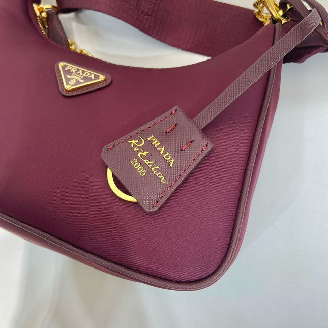PRA HOBO BAG 22 IN BURGUNDY RED RE-NYLON