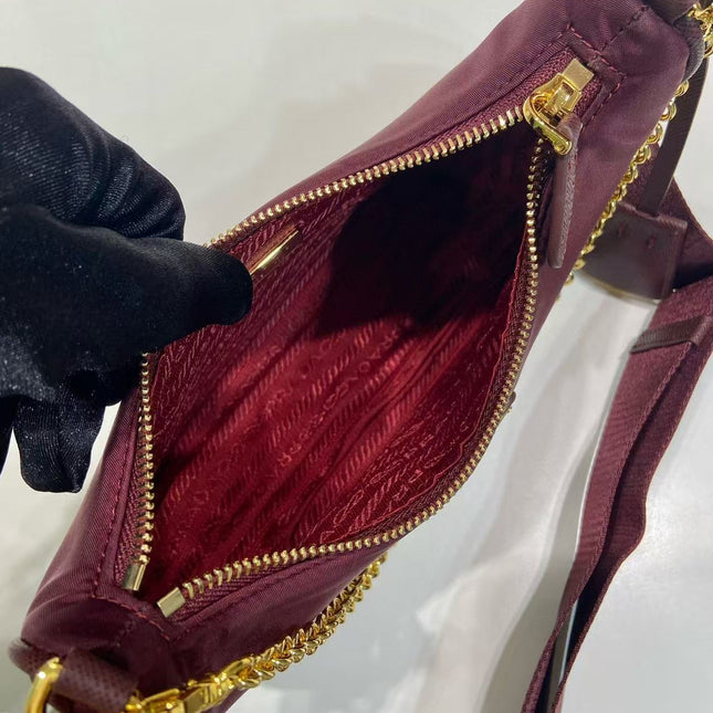 PRA HOBO BAG 22 IN BURGUNDY RED RE-NYLON