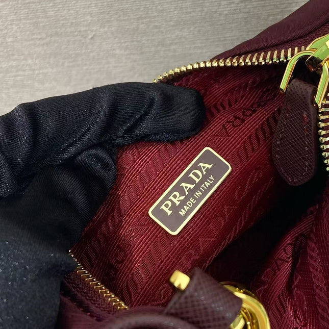 PRA HOBO BAG 22 IN BURGUNDY RED RE-NYLON