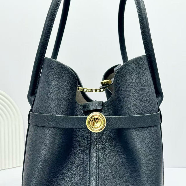 LP GHIERA SHOPPER BAG 40 IN BLACK CALFSKIN