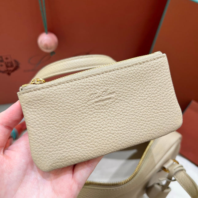 LORO PIANA NEEDLE BAG 30 IN DARK BEIGE CALFSKIN