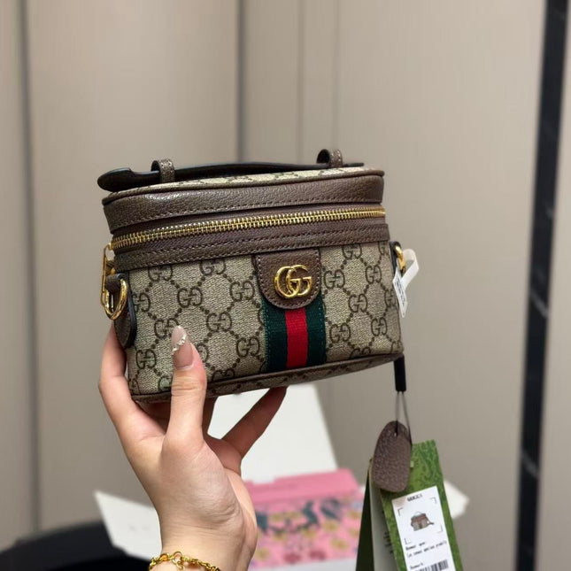 GUCCI OPHIDIA MINI BAG 15 IN BROWN GG CANVAS