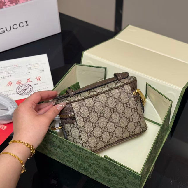 GUCCI OPHIDIA MINI BAG 15 IN BROWN GG CANVAS