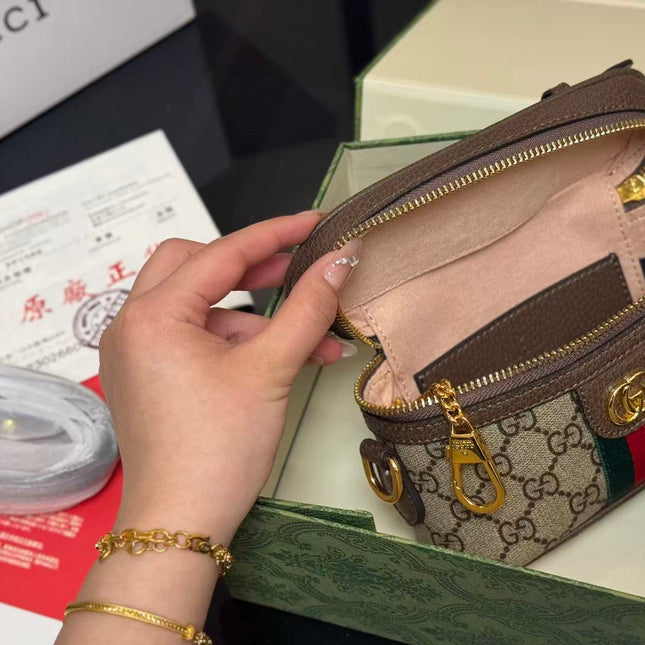 GUCCI OPHIDIA MINI BAG 15 IN BROWN GG CANVAS