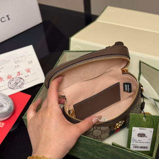 GUCCI OPHIDIA MINI BAG 15 IN BROWN GG CANVAS