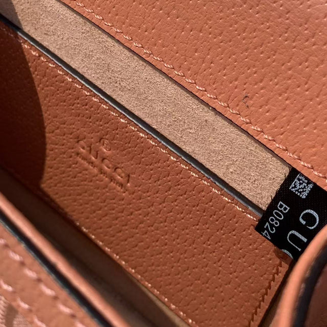 GUCCI OPHIDIA SHOULDER BAG 17 IN PINK CANVAS WITH LEATHER TRIM